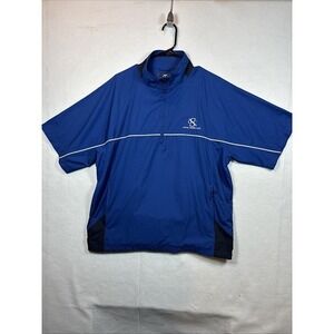 Ahead Extreme Windbreaker Mens Large Blue Excellent 1/4 Zip Golf Short Sleeve